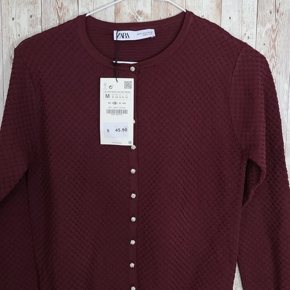 Zara JEWEL BUTTON TEXTURED JACKET - Picture 1 of 6